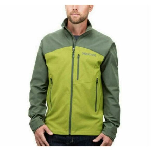 Marmot Jacket Softshell Mens XL Green M3 Waterproof Stretch Zipper Pockets - Picture 1 of 11